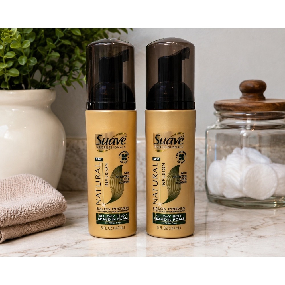 Suave Natural Infusion Seaweed‎ Lotus Blossom Leave In Foam 5 oz Lot of 2 New